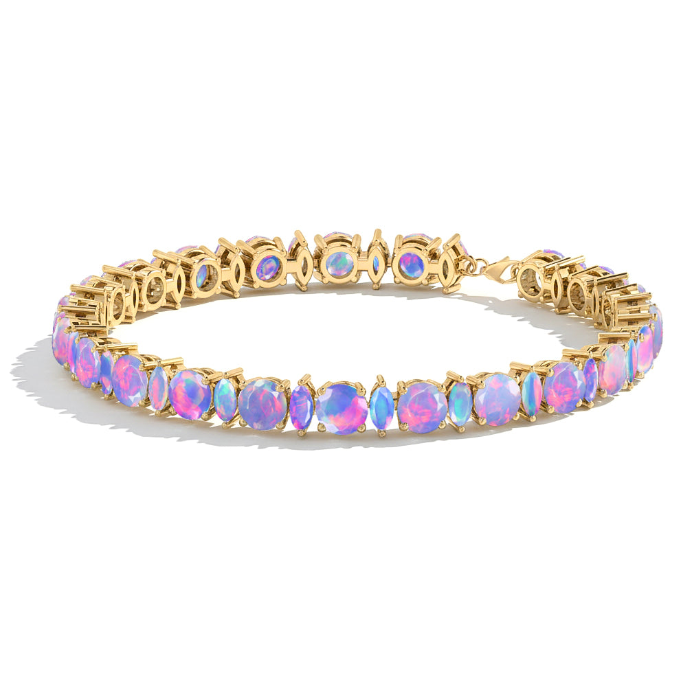 Lavender Opal Round & Marquise Bracelet 5 MM & 5x2.5 MM 22.11 Ct Soft Elegance