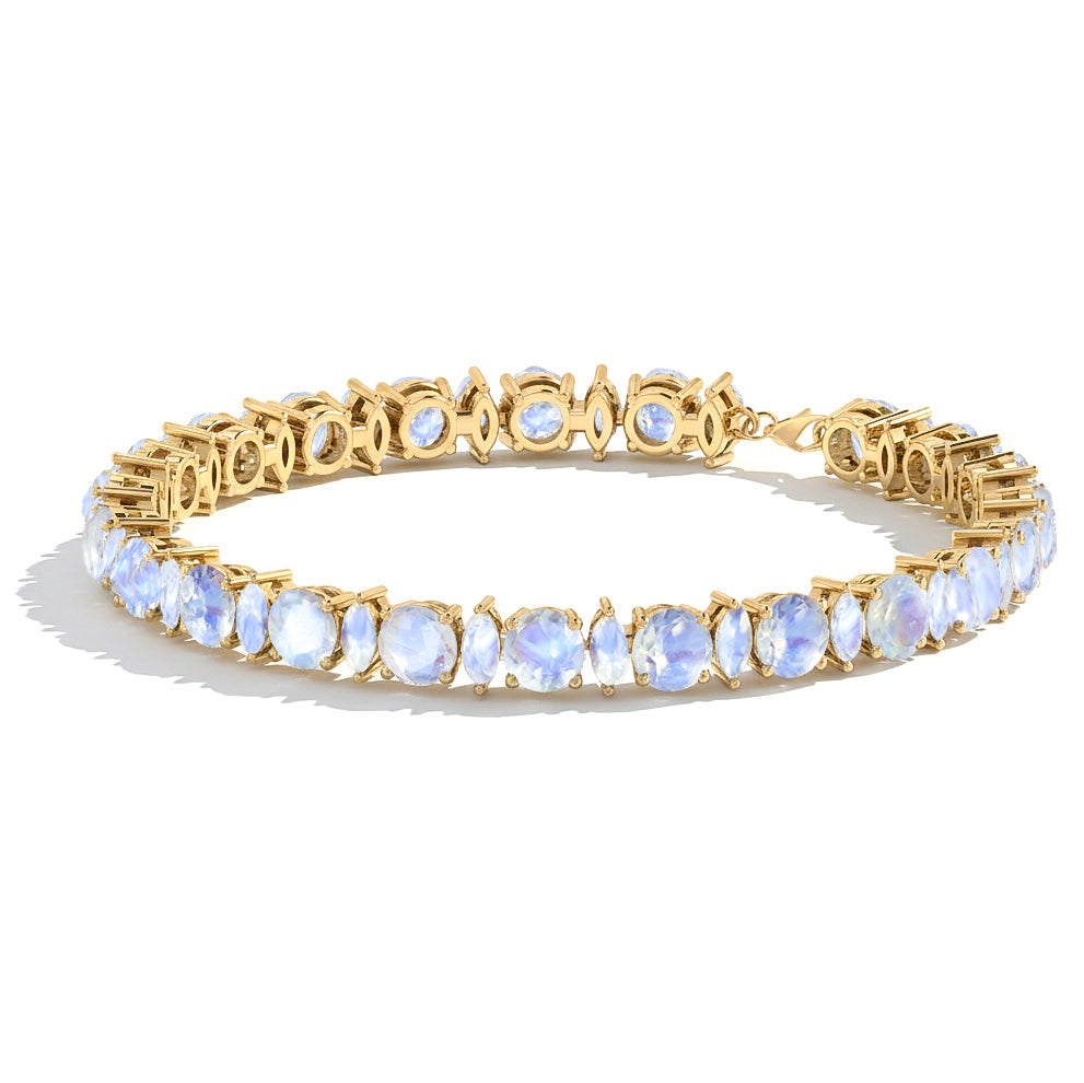 Moonstone Round & Marquise Bracelet 5 MM & 5x2.5 MM 22.11 Ct Mystical Glow
