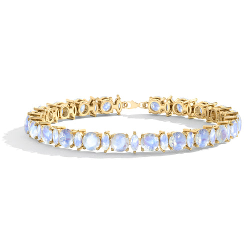 Moonstone Round & Marquise Bracelet 5 MM & 5x2.5 MM 22.11 Ct Mystical Glow