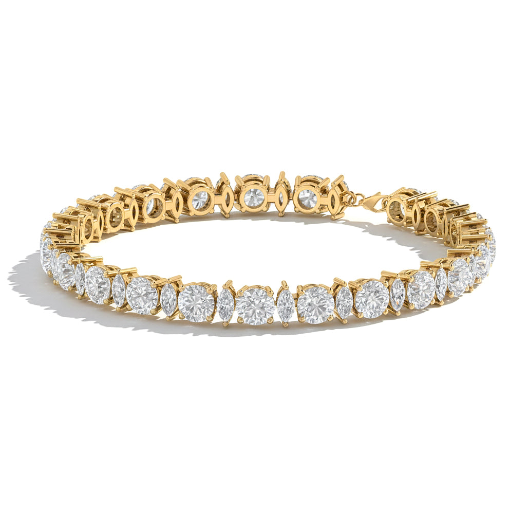 Moissanite Round & Marquise Tennis Bracelet 5 MM & 5x2.5 MM 22.11 Ct Luxury Shine