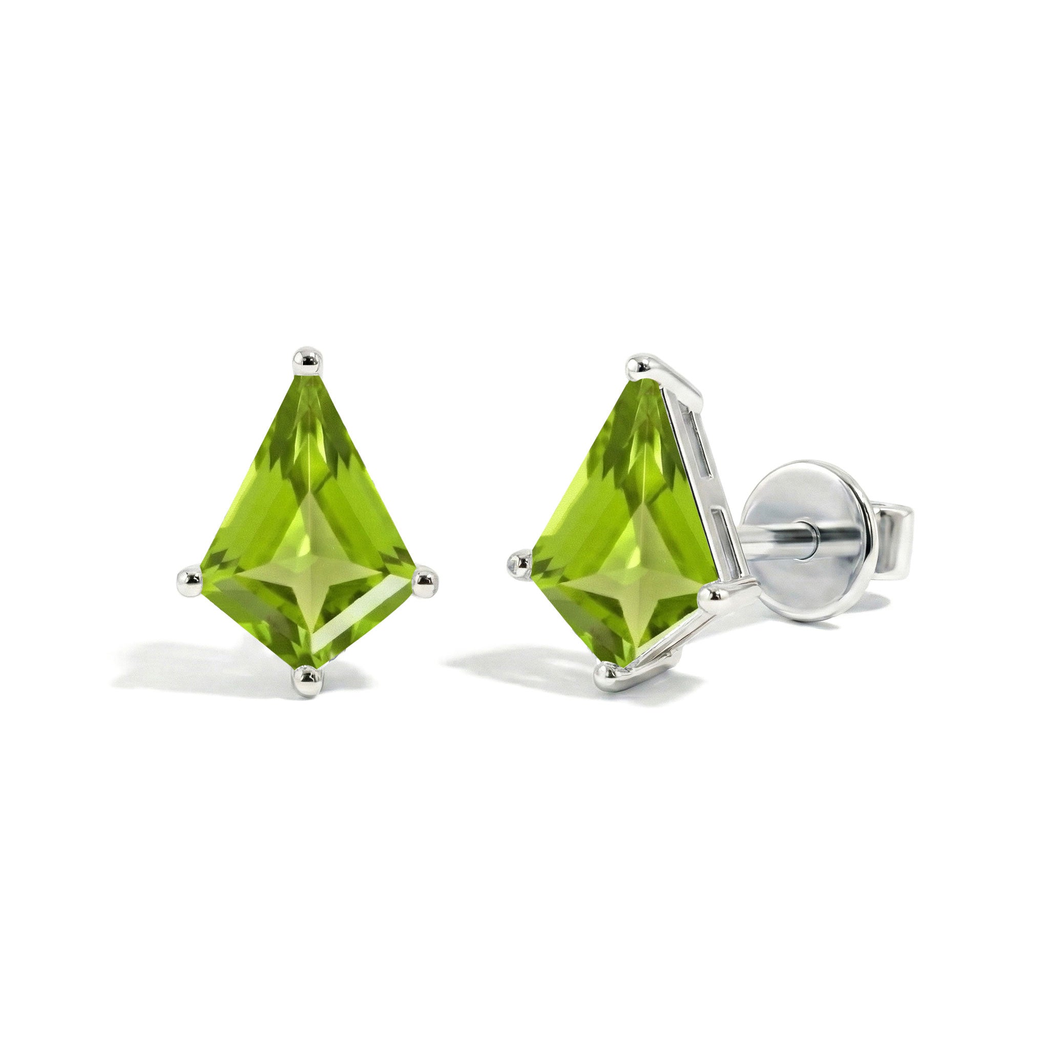 Peridot Kite Stud Earrings in 925 Sterling Silver 7x5 MM 1.50ct