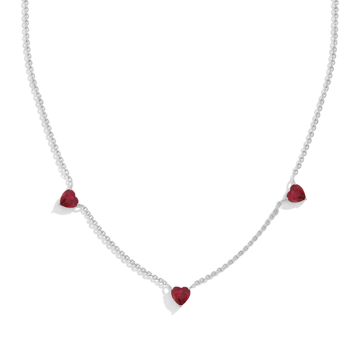 Natural Ruby Heart Necklace in 925 Sterling Silver