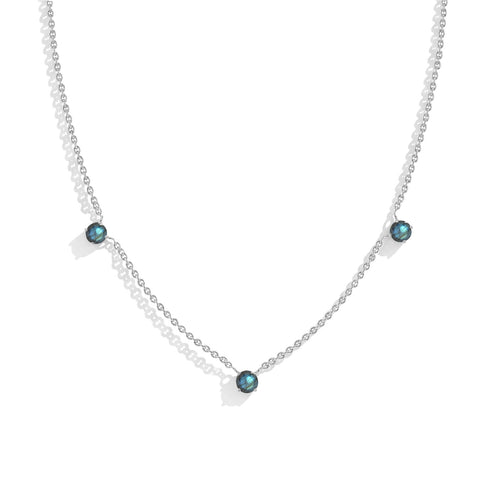 Elegant Labradorite Station Necklace in 925 Sterling Silver