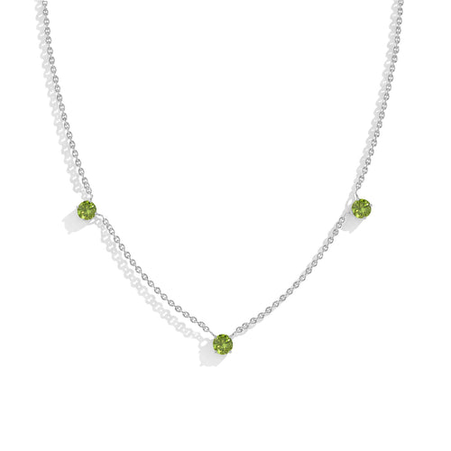 Natural Peridot Station Necklace in Sterling Silver