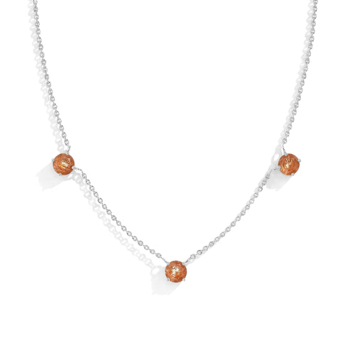 Sunstone Three Stone Station Necklace in Sterling Silver