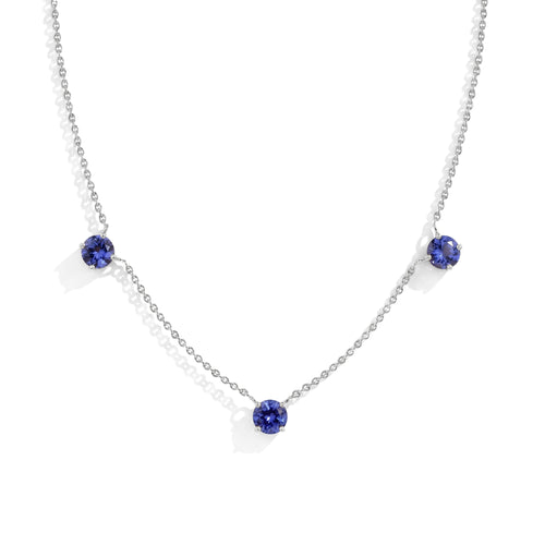 December Birthstone Tanzanite Station Necklace in Silver