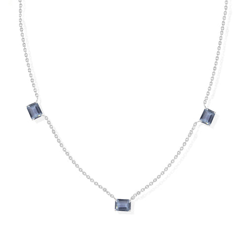 Alexandrite Three Stone Station Necklace in 925 Sterling Silver and Yellow Gold Filled
