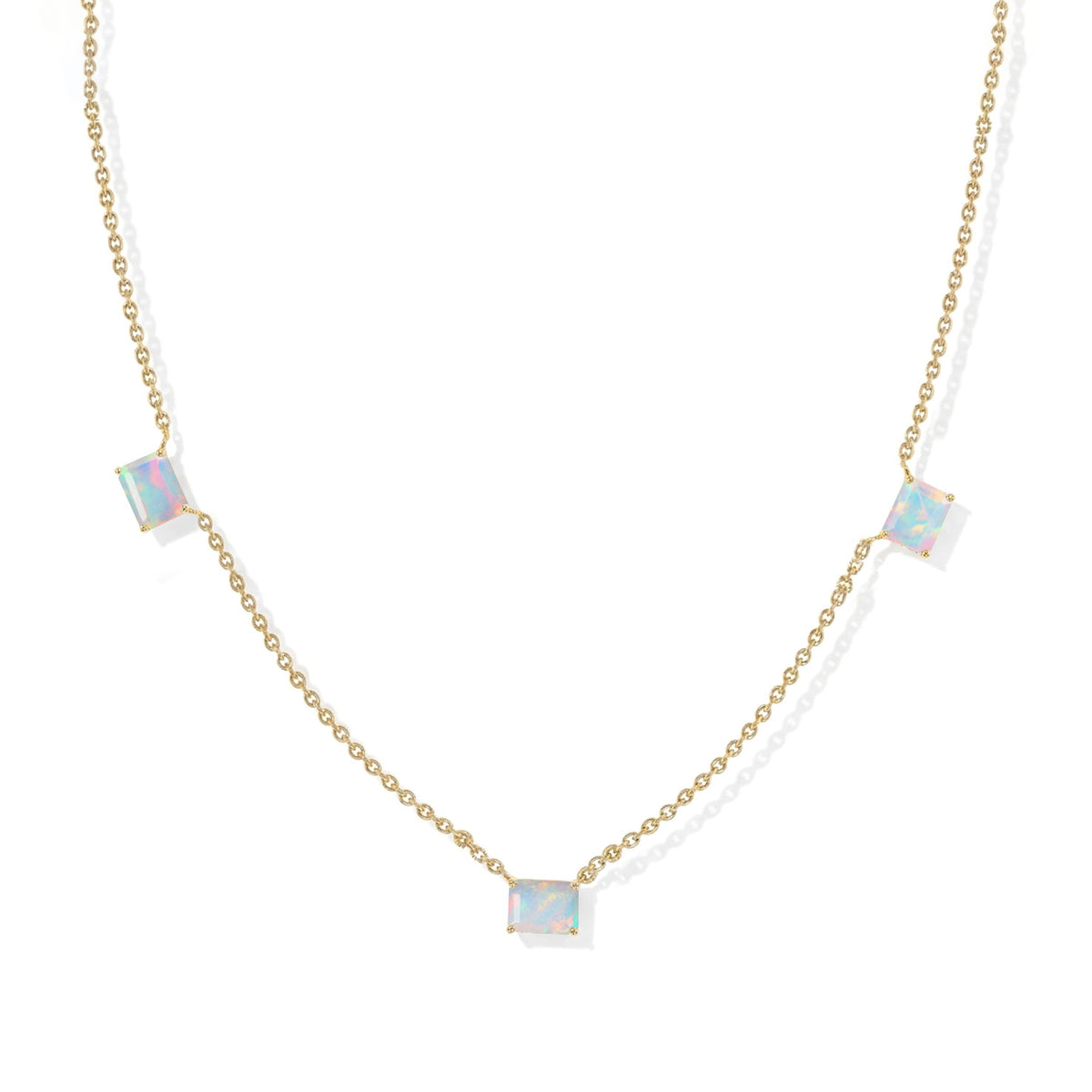 Premium White Opal October birthstone necklace in minimalist style"