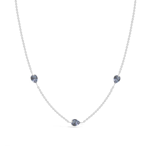 Three Stone Alexandrite Station Necklace in Silver