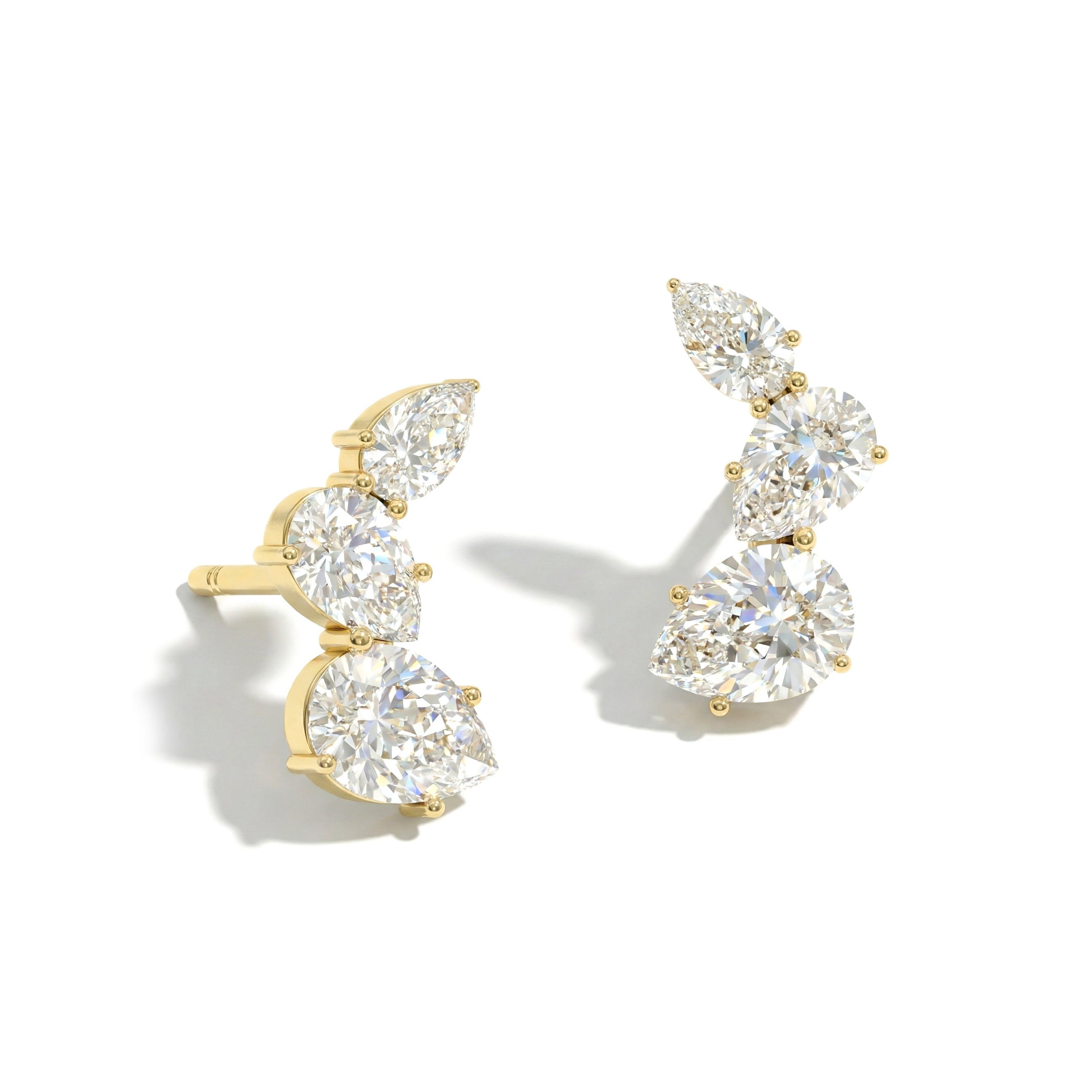 Simulated Diamond Pear Stud Earrings in Yellow Gold Plated 3.30ct
