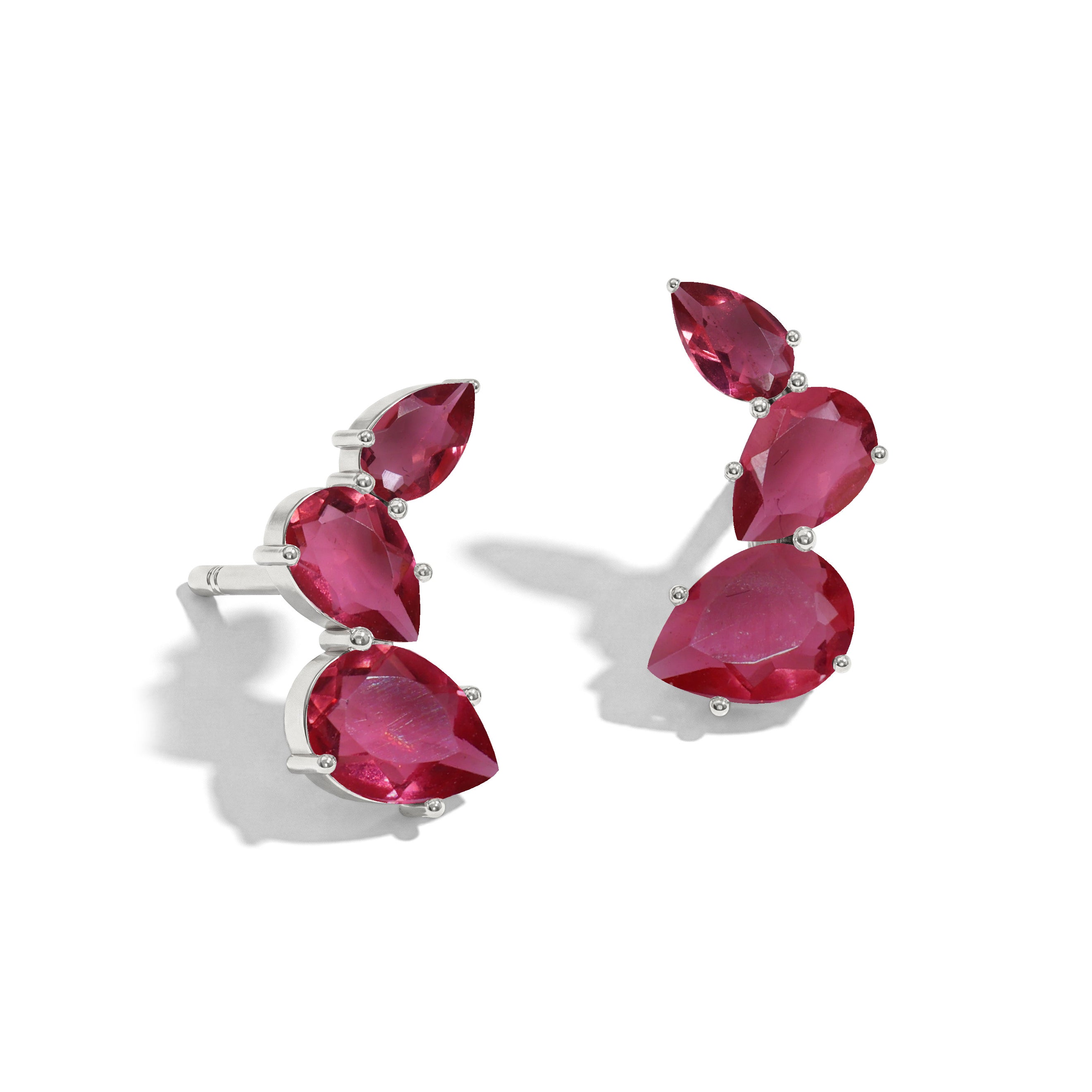 Pink Tourmaline Pear Stud Earrings in 925 Sterling Silver 3.30ct