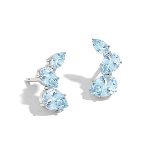 Aquamarine Pear Stud Earrings in 925 Sterling Silver 3.30ct