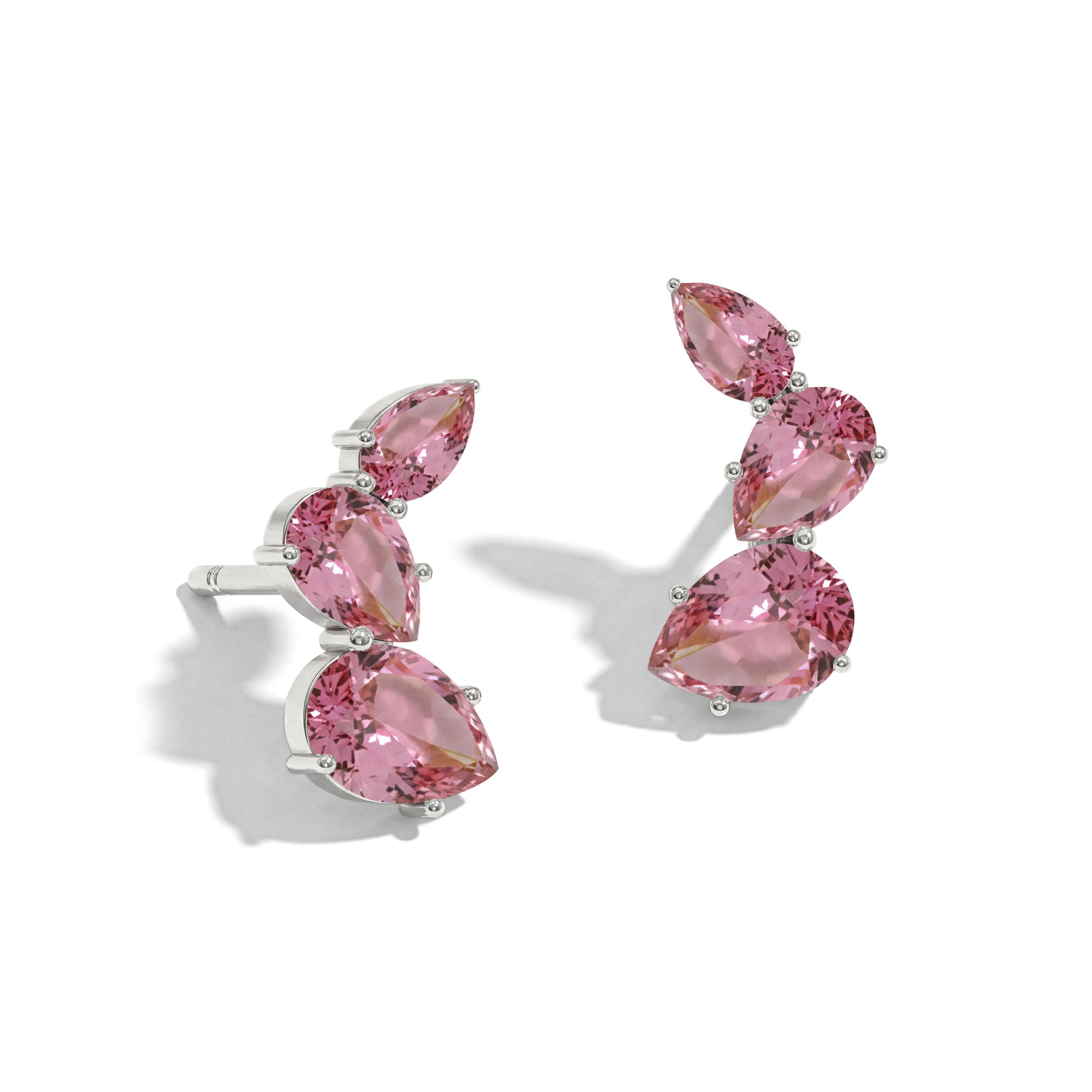 Pink Tourmaline Pear Stud Earrings in 925 Sterling Silver 3.30ct