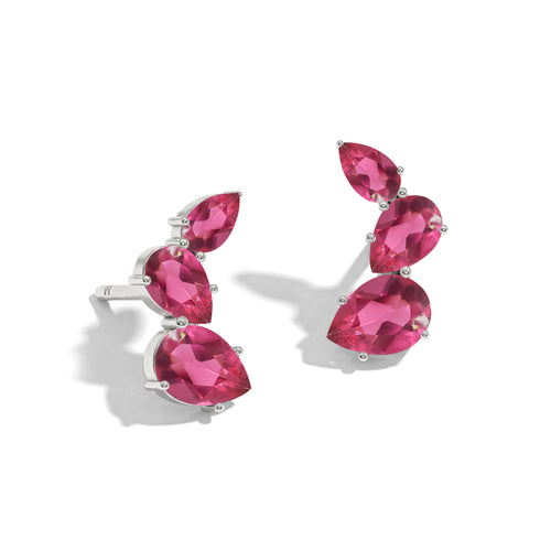 Pink Tourmaline Pear Stud Earrings in 925 Sterling Silver 3.30ct