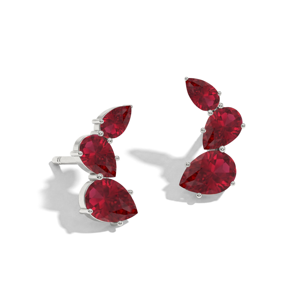 Ruby Pear Stud Earrings in 925 Sterling Silver 3.30ct