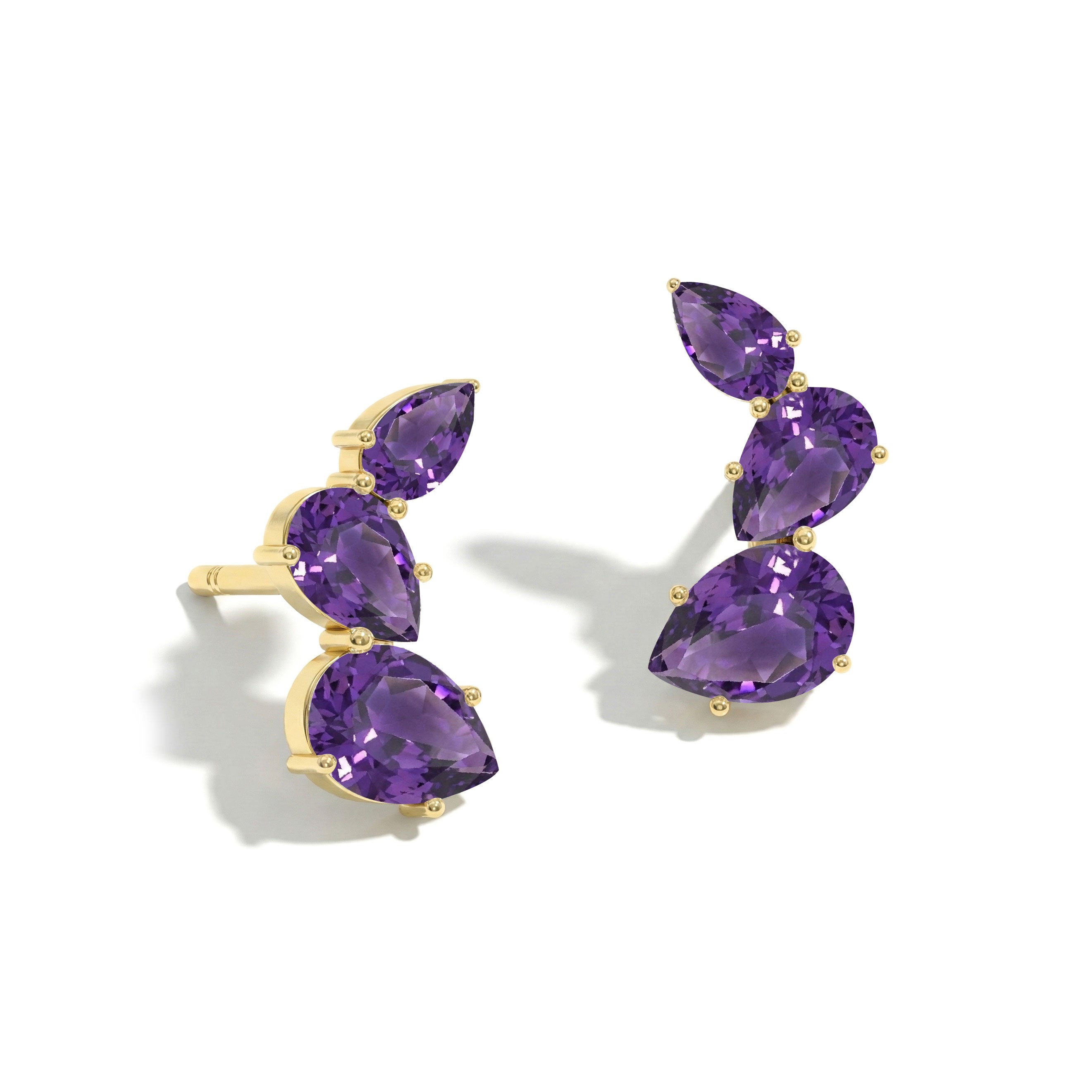 Amethyst Pear Stud Earrings in Yellow Gold Plated 3.30ct