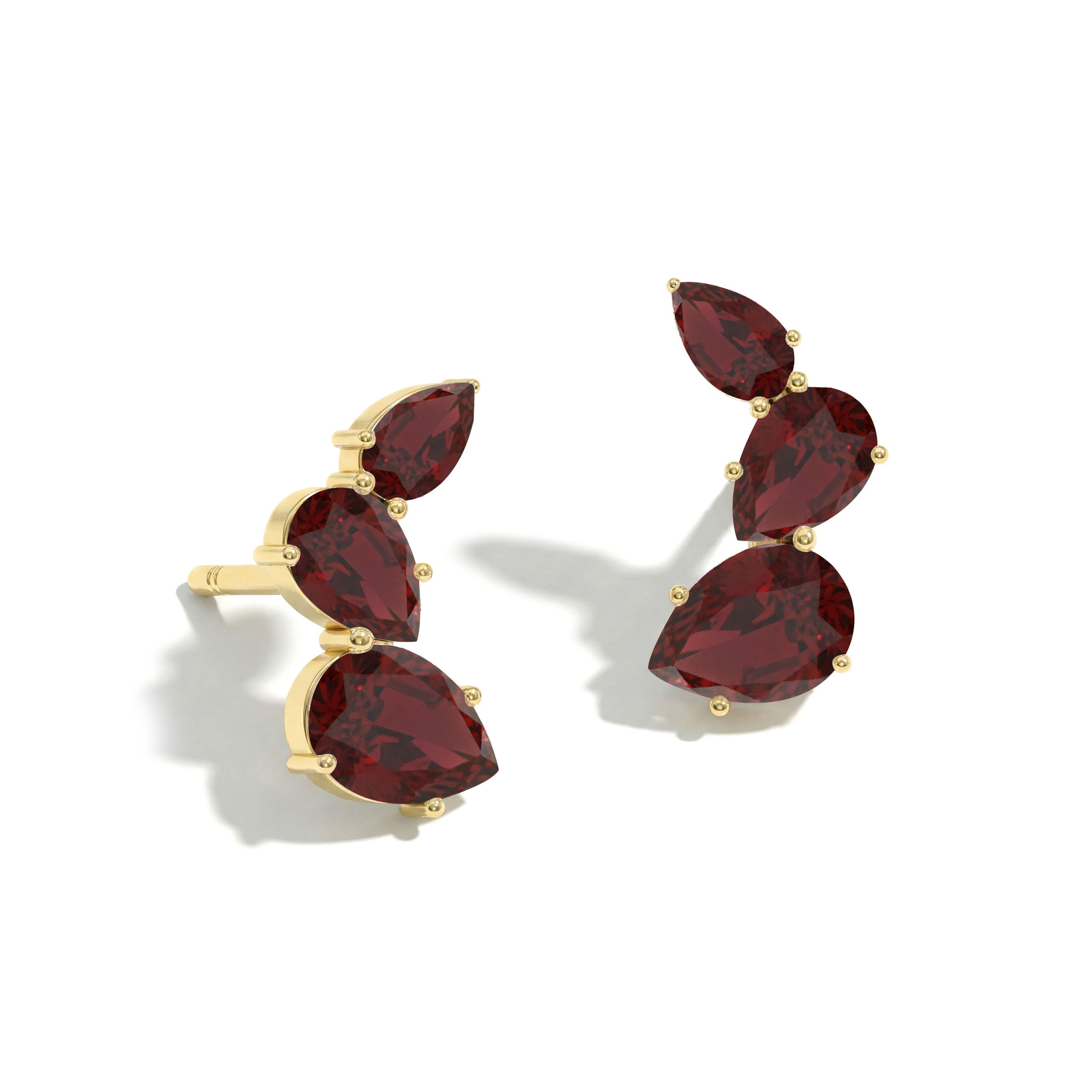 Garnet Pear Stud Earrings in Yellow Gold Plated 3.30ct