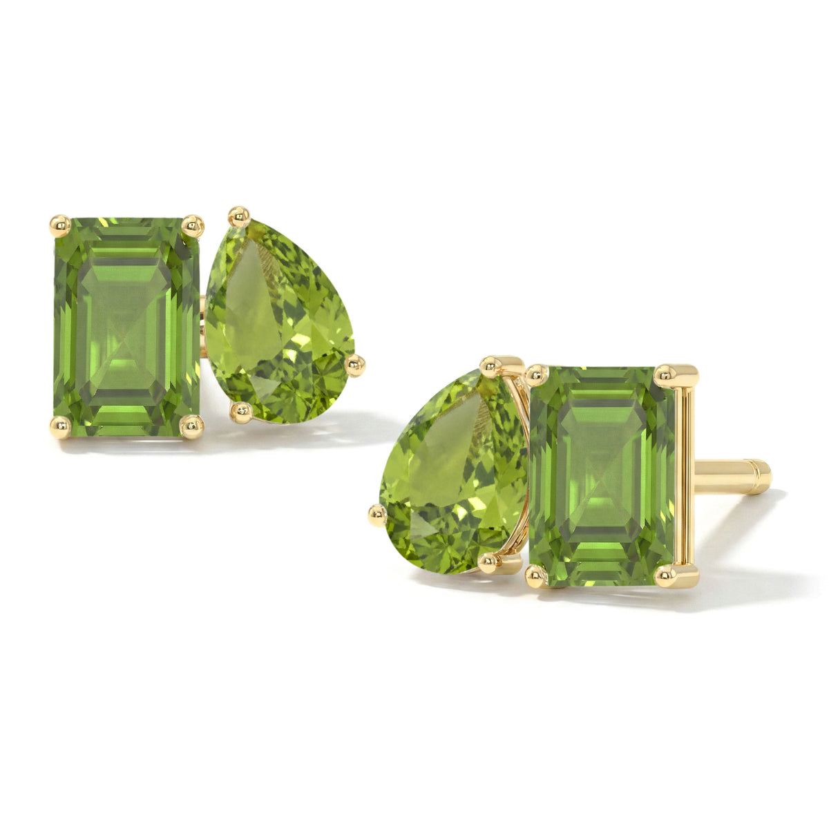 Peridot Pear and Octagon Stud Earrings in 925 Sterling Silver 6*4MM 2ct