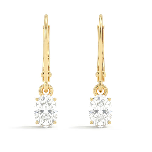 Cubic Zirconia Dangle Drop Earrings | April Birthstone Gift | 14K Gold Plated Oval Gemstone Drop Jewelry
