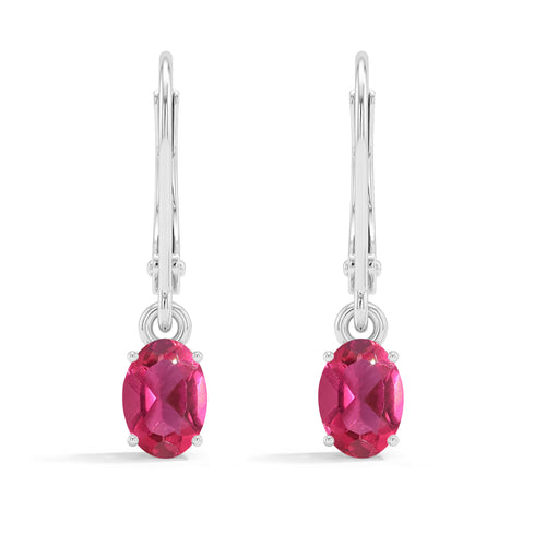 Tourmaline Oval Dangle Earring in 925 Sterling Silver 8X6 MM 2.4ct
