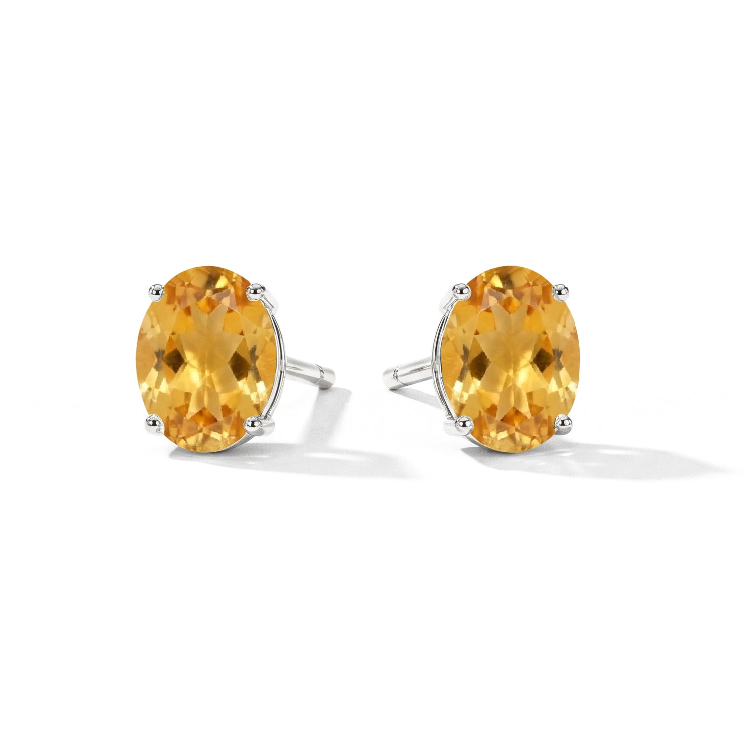Citrine Oval Solitaire Stud Earrings in 925 Sterling Silver 5.35ct