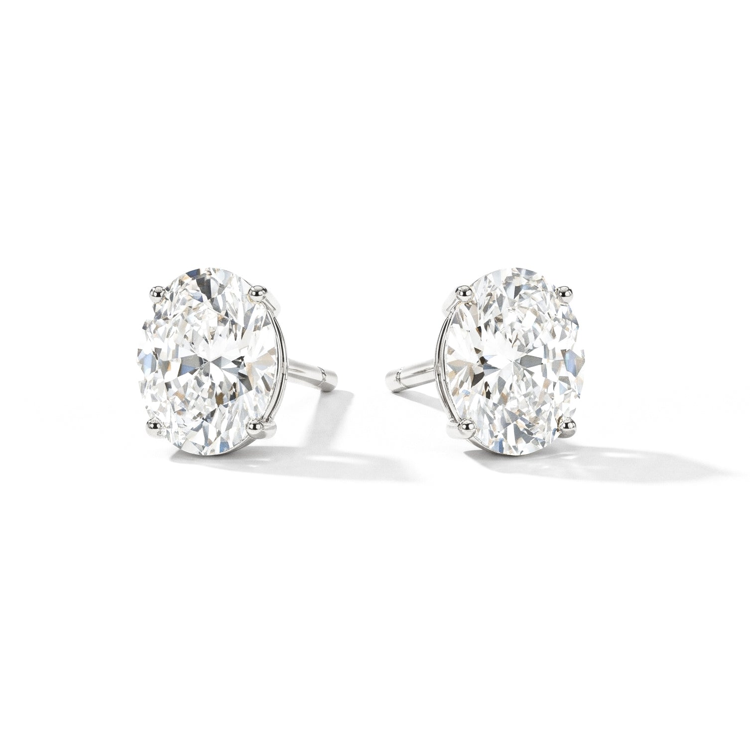 Simulated Diamond Oval Solitaire Stud Earrings in 925 Sterling Silver 5.35ct