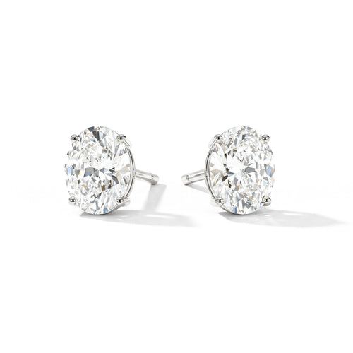 Simulated Diamond Oval Solitaire Stud Earrings in 925 Sterling Silver 5.35ct