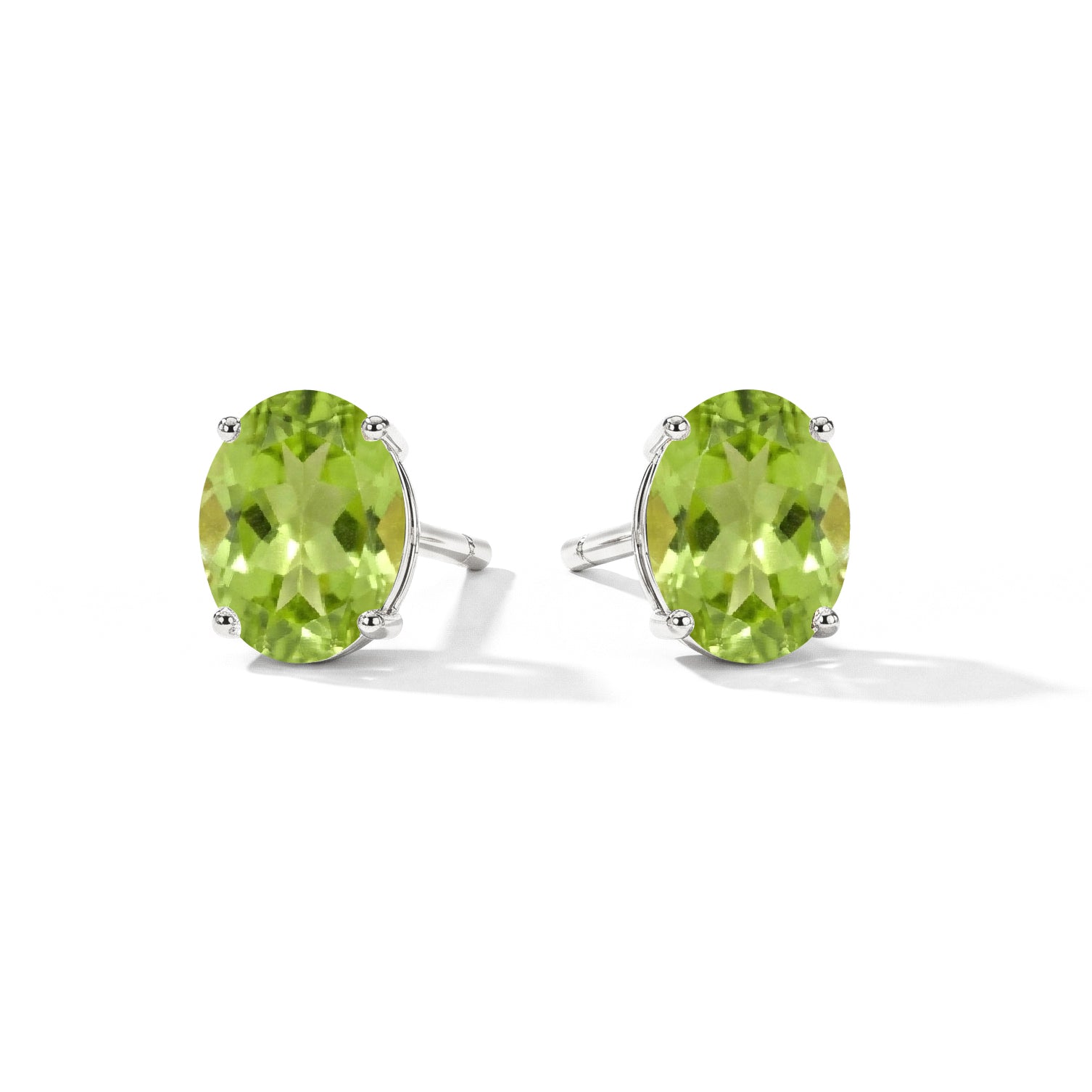 Peridot Oval Solitaire Stud Earrings in 925 Sterling Silver 5.35ct