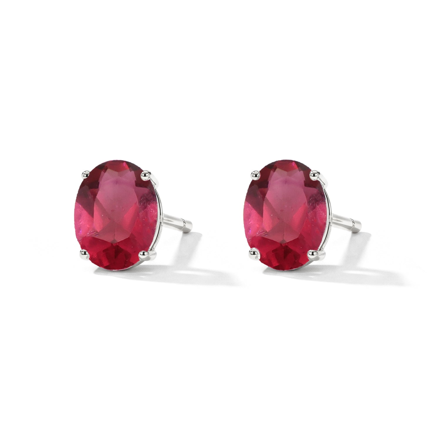 Pink tourmaline Oval Solitaire Stud Earrings in 925 Sterling Silver 5.35ct