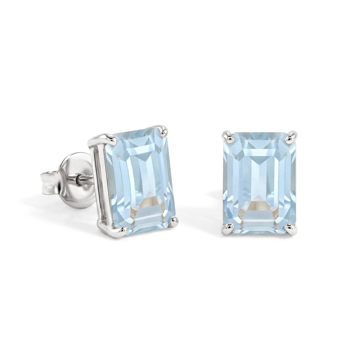 Aquamarine Octagon Stud Earrings in 925 Sterling Silver 5.35ct