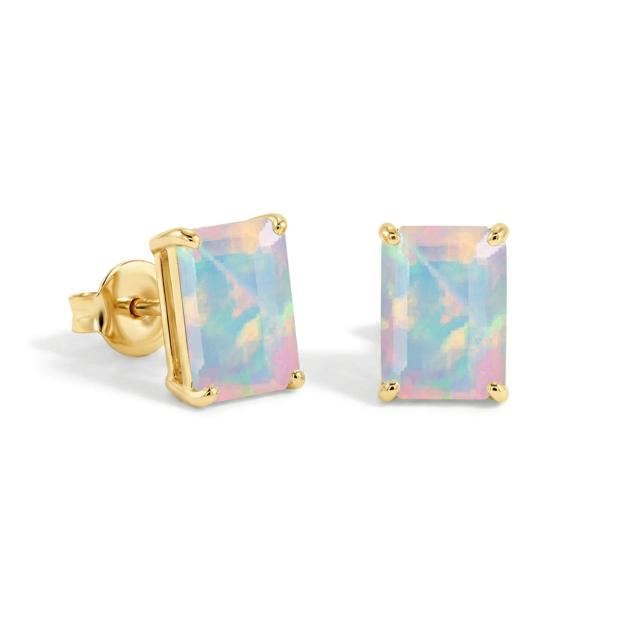 Unique White Opal Octagon Stud Earrings in 925 Sterling Silver 5.35ct