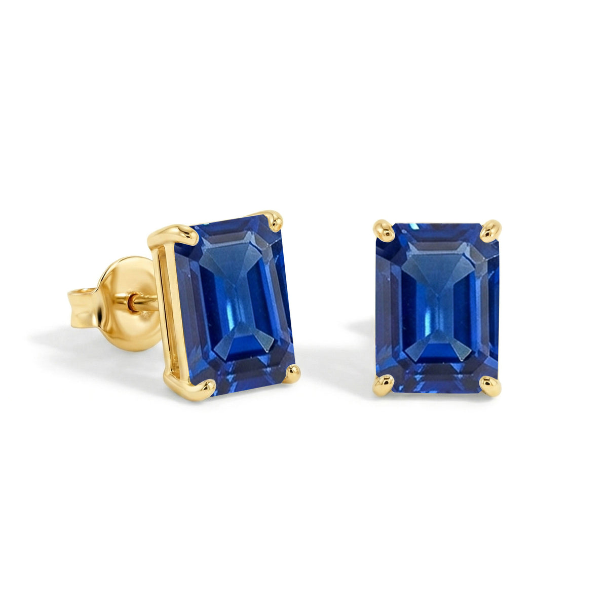 Sapphire Earrings Octagon Silver Design