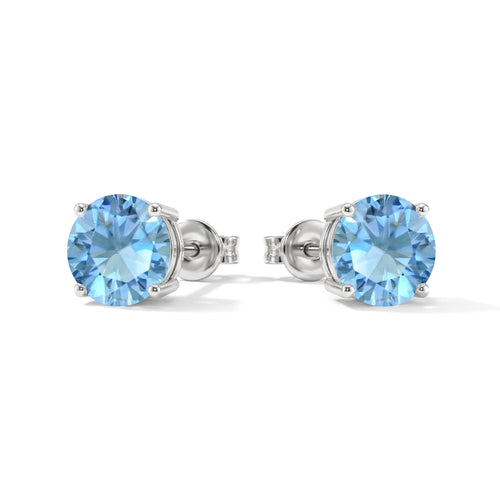 Blue Topaz Round Stud Earrings in 925 Sterling Silver 5.15ct