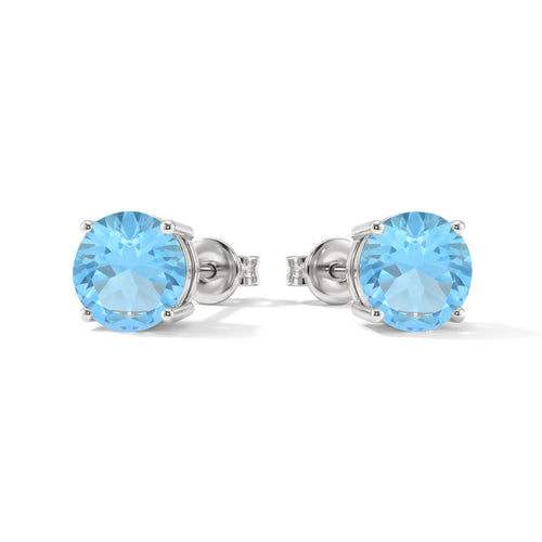 Blue Topaz Round Stud Earrings in 925 Sterling Silver 5.15ct
