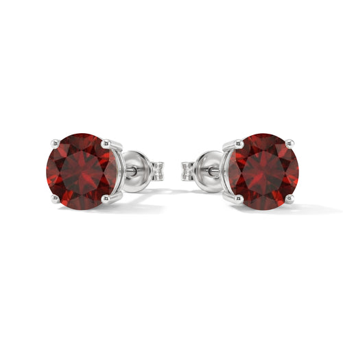 Garnet Round Stud Earrings in 925 Sterling Silver 5.15ct