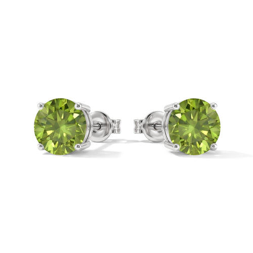 Peridot Round Stud Earrings in 925 Sterling Silver 5.15ct