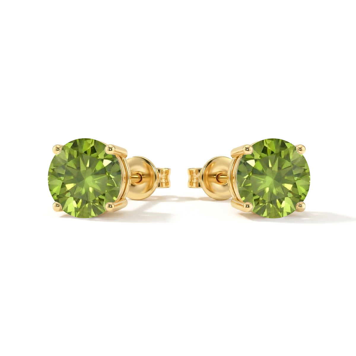 Peridot Round Stud Earrings in 925 Sterling Silver 5.15ct