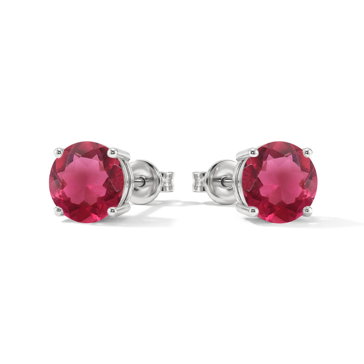 Pink tourmaline Round Stud Earrings in 925 Sterling Silver 5.15ct