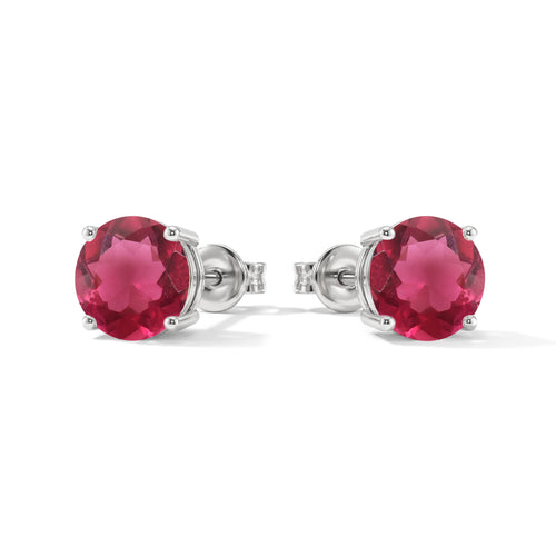 Pink tourmaline Round Stud Earrings in 925 Sterling Silver 5.15ct