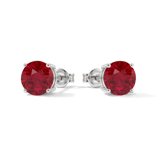 Ruby Round Stud Earrings in 925 Sterling Silver 5.15ct