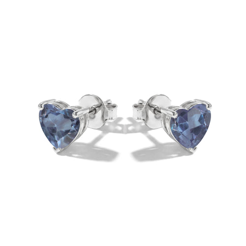 Alexandrite Heart Stud Earrings in 925 Sterling Silver 5.15ct