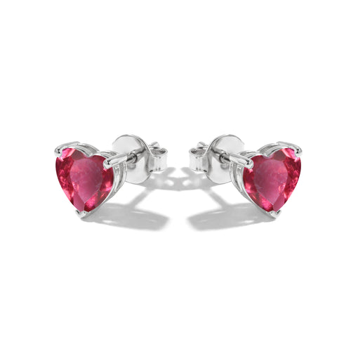 Pink tourmaline Heart Stud Earrings in 925 Sterling Silver 5.15ct