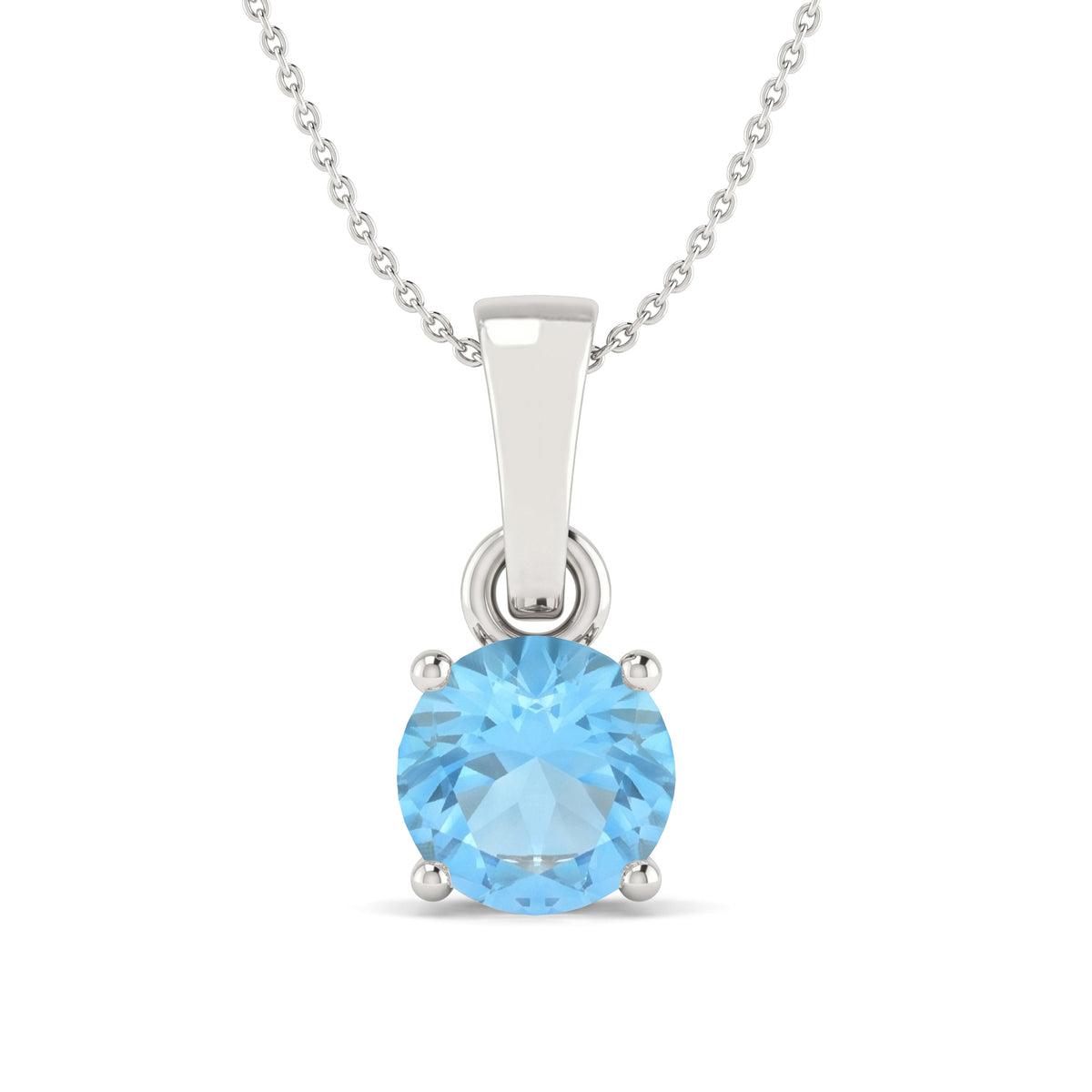Blue Topaz Teardrop Pendant Necklace in 925 Sterling Silver 7mm 1.2ct