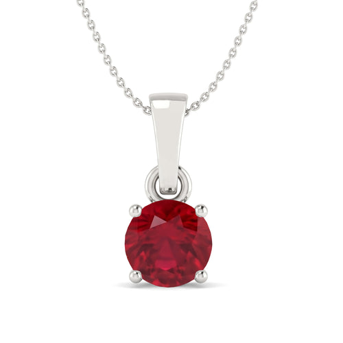Ruby Teardrop Pendant Necklace in 925 Sterling Silver 7mm 1.5 ct