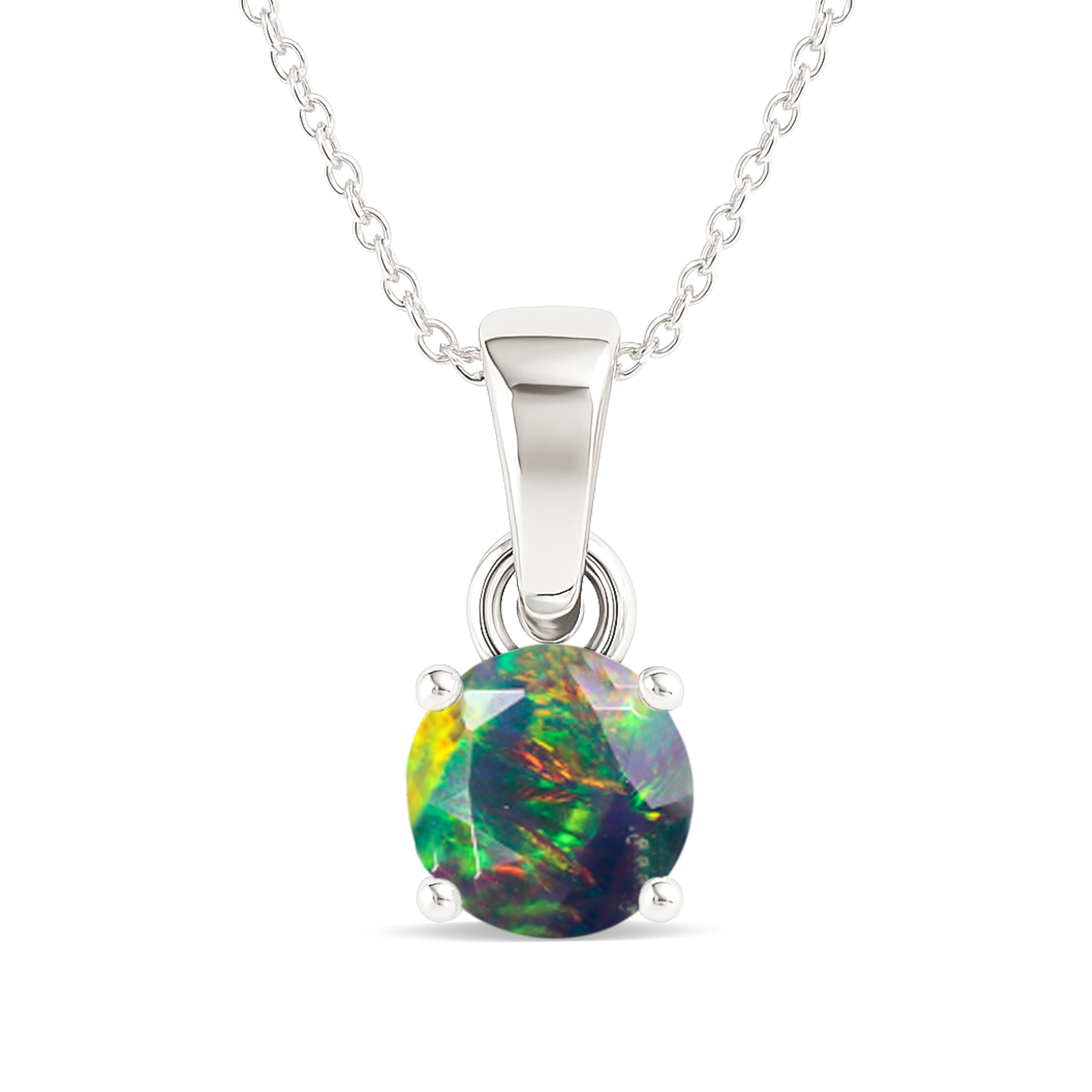 Black Opal Solitaire Teardrop Pendant Necklace in 925 Sterling Silver 7mm 1.2ct