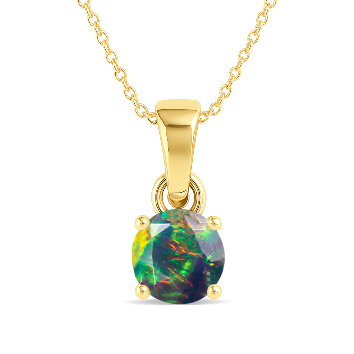 Black Opal Solitaire Teardrop Pendant Necklace in 925 Sterling Silver 7mm 1.2ct