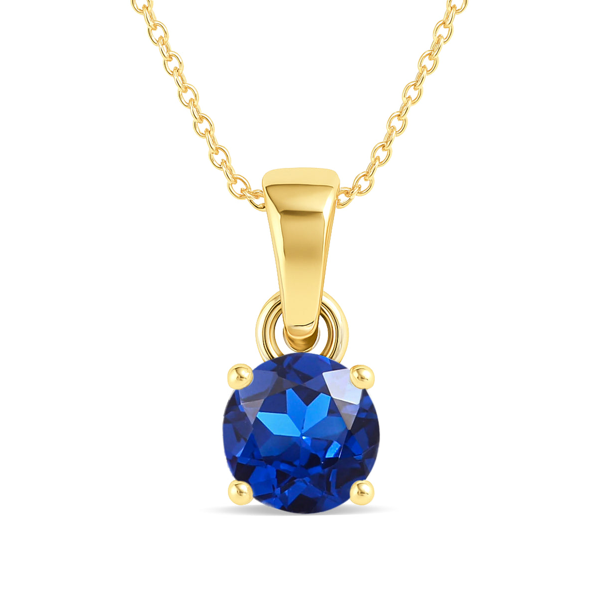 Blue Sapphire Round Solitaire Pendant Necklace in 925 Sterling Silver 7 MM 1.5ct
