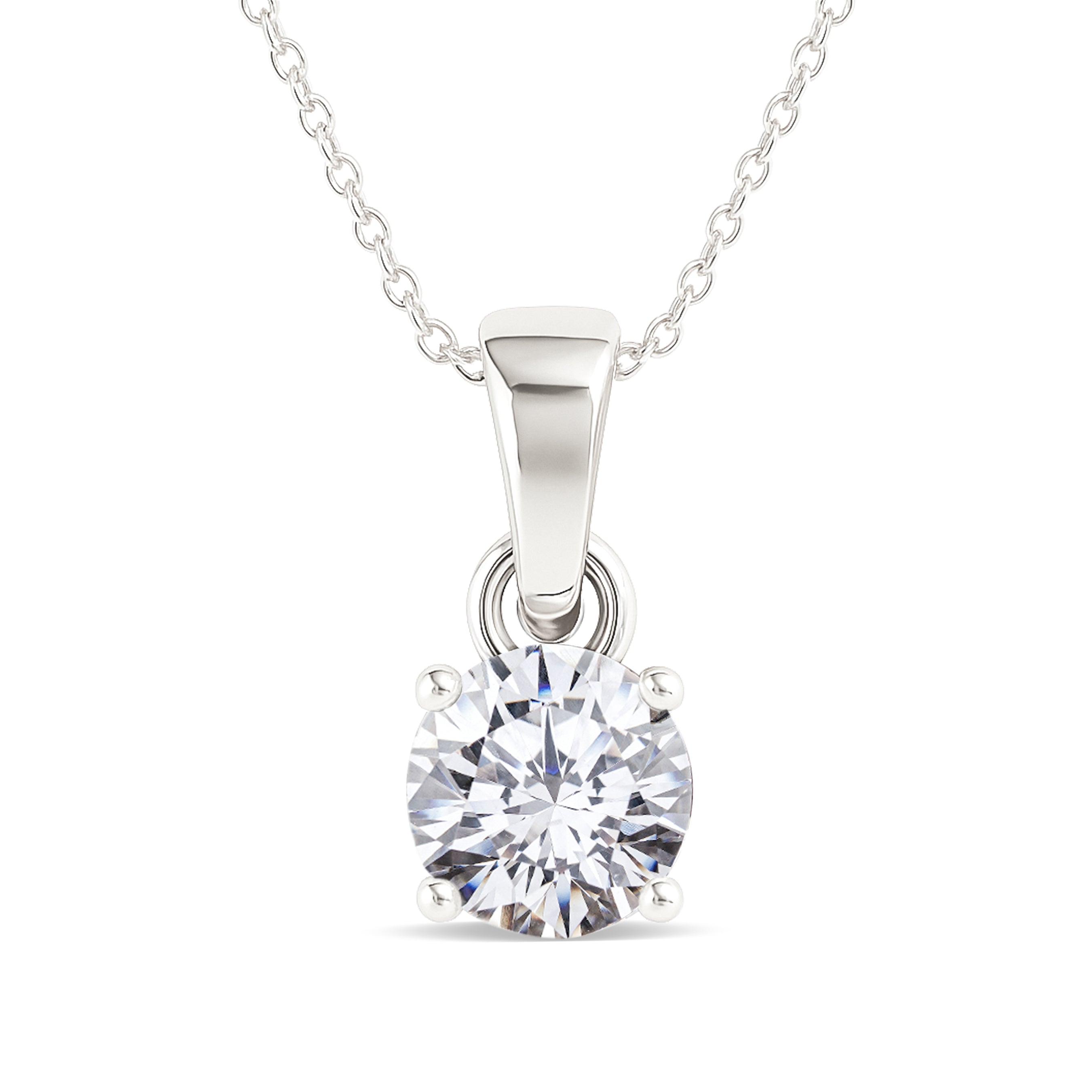 Simulated Diamond Round Solitaire Pendant Necklace in 925 Sterling Silver 7 MM 1.5ct