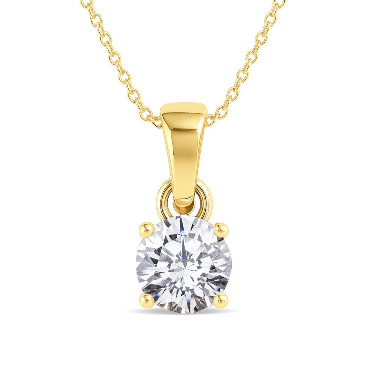Simulated Diamond Round Solitaire Pendant Necklace in 925 Sterling Silver 7 MM 1.5ct