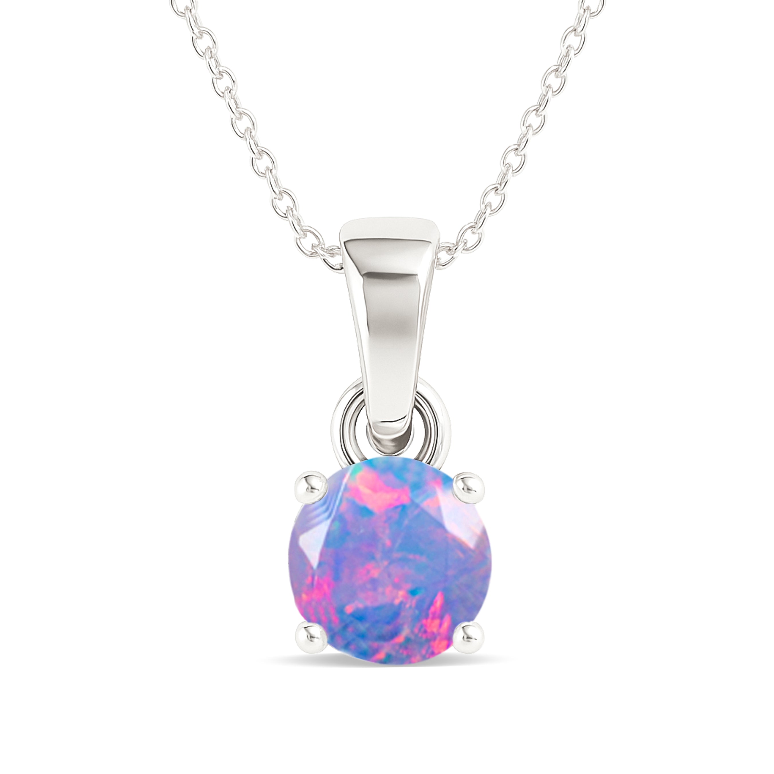 Lavender Opal Solitaire Teardrop Pendant Necklace in 925 Sterling Silver 7mm 1.2ct